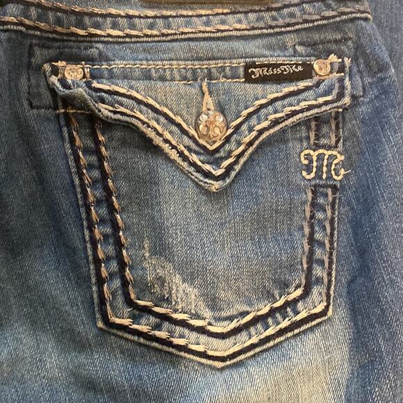 Miss Me Women’s Bootcut Denim Blue Jeans Studded Silver Stitching EUC Sz 30 - Picture 9 of 16